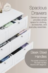 Home Discount Vida Designs Altino 6 Drawer Wide Chest of Drawers Bedroom Furniture in White - thumbnail 2