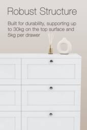 Home Discount Vida Designs Altino 6 Drawer Wide Chest of Drawers Bedroom Furniture in White - thumbnail 4