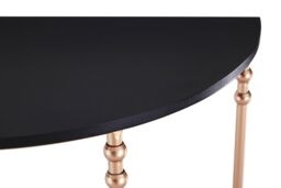 Orsina Set of Two Half Round Console Tables, Boutique Style Rose Gold Accent Tables with Matte Black MDF Top - thumbnail 3