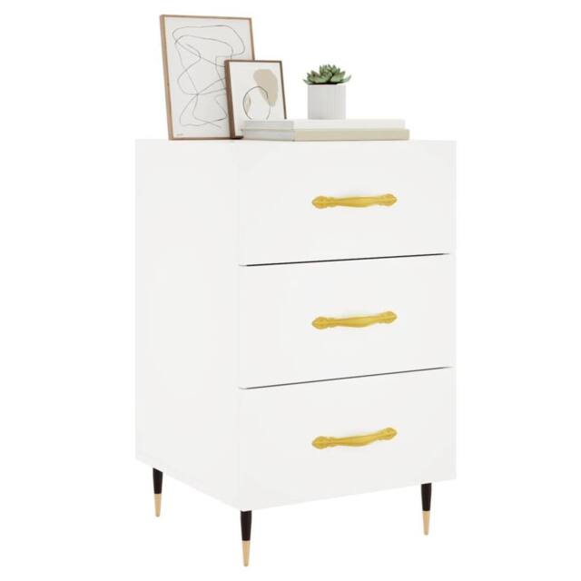 Berkfield Home Modern Bedside Cabinet White 40x40x66 cm Engineered Wood - Size: 40 x 40 x 66 cm - image 1
