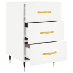 Berkfield Home Modern Bedside Cabinet White 40x40x66 cm Engineered Wood - Size: 40 x 40 x 66 cm - thumbnail 7