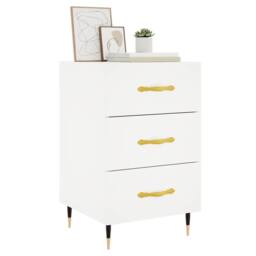 Berkfield Home Modern Bedside Cabinet White 40x40x66 cm Engineered Wood - Size: 40 x 40 x 66 cm - thumbnail 1