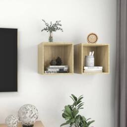 Berkfield Home Wall Cabinets 2 pcs Sonoma Oak 37x37x37 cm Engineered Wood in Light Oak - Size: 37 x 37 x 37 cm - thumbnail 4
