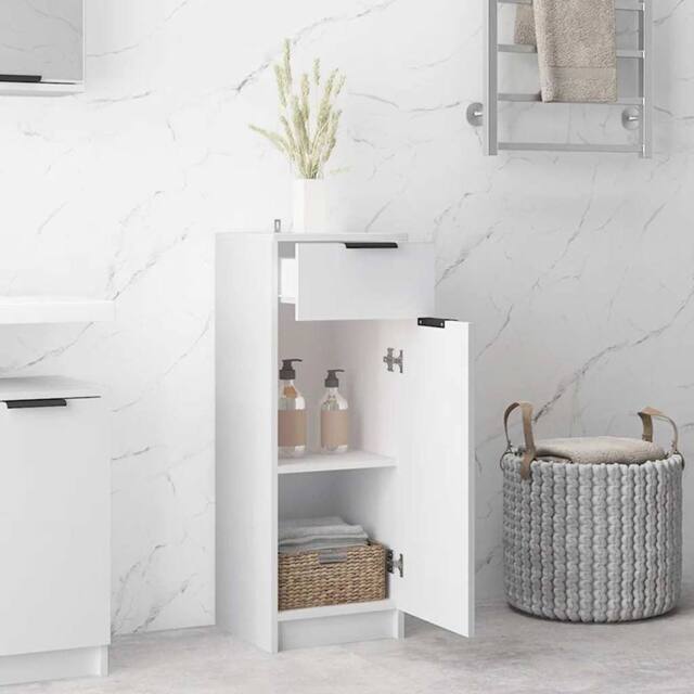 Berkfield Home Classic Bathroom Cabinet White 32x34x90 cm Engineered Wood - Size: 32 x 34 x 90 cm - image 1