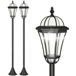 OUTSUNNY 2PCS Solar Torch LED Lights Post Lamp Outdoor Garden Decoration Auto On/Off in Black - thumbnail 2