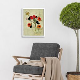 "Artery8 Wall Art Print Poppy Flowers Colourful Floral Abstract Art Framed in White - Size: W12"" x H16""" - thumbnail 2
