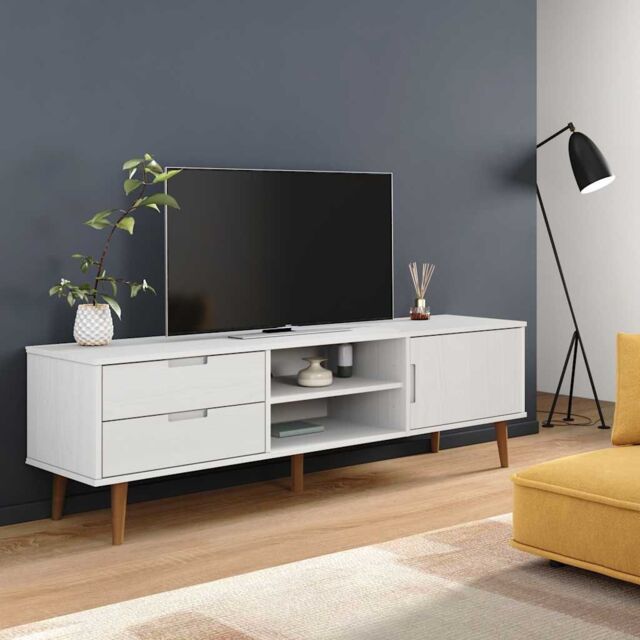 Berkfield Home TV Cabinet MOLDE White 158x40x49 cm Solid Wood Pine - Size: 158 x 40 x 49 cm - image 1