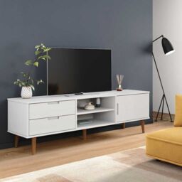 Berkfield Home TV Cabinet MOLDE White 158x40x49 cm Solid Wood Pine - Size: 158 x 40 x 49 cm - thumbnail 1