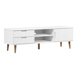 Berkfield Home TV Cabinet MOLDE White 158x40x49 cm Solid Wood Pine - Size: 158 x 40 x 49 cm - thumbnail 2