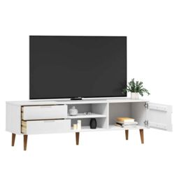 Berkfield Home TV Cabinet MOLDE White 158x40x49 cm Solid Wood Pine - Size: 158 x 40 x 49 cm - thumbnail 5