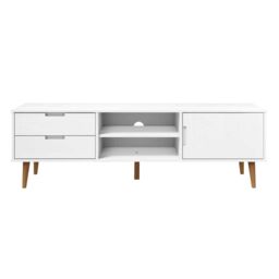 Berkfield Home TV Cabinet MOLDE White 158x40x49 cm Solid Wood Pine - Size: 158 x 40 x 49 cm - thumbnail 6