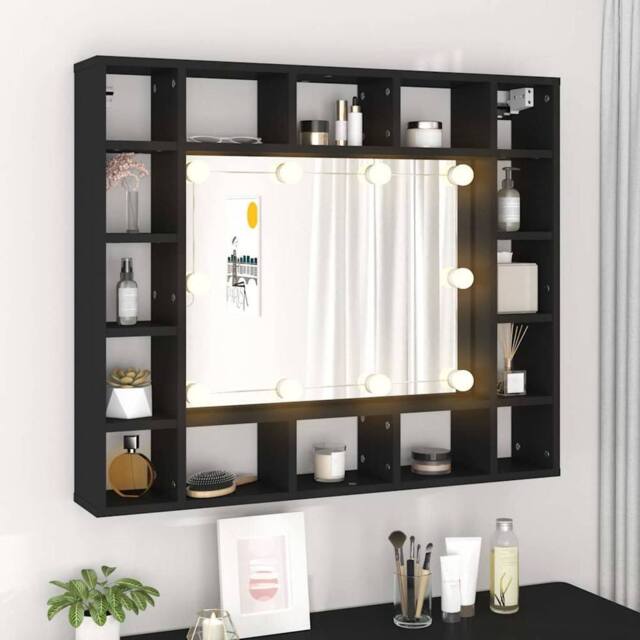 Berkfield Home LED Mirror Cabinet Black 91x15x76.5 cm - image 1