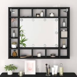Berkfield Home LED Mirror Cabinet Black 91x15x76.5 cm - thumbnail 4