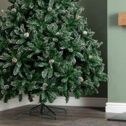 Samuel Alexander 7ft (2.1m) Tall Rocky Mountain Pine Christmas Tree with 1208 Snow Tipped Branches & Pinecones in Green - thumbnail 5