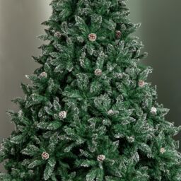 Samuel Alexander 7ft (2.1m) Tall Rocky Mountain Pine Christmas Tree with 1208 Snow Tipped Branches & Pinecones in Green - thumbnail 4