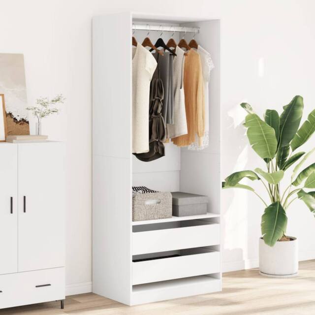 Berkfield Home Wardrobe White 80x50x200 cm Engineered Wood - Size: 80 x 50 x 200 cm - image 1