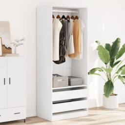 Berkfield Home Wardrobe White 80x50x200 cm Engineered Wood - Size: 80 x 50 x 200 cm - thumbnail 1