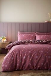 Catherine Lansfield 'Enchanted Twilight Animals' Reversible Duvet Cover Set in Plum - Size: Double - thumbnail 2