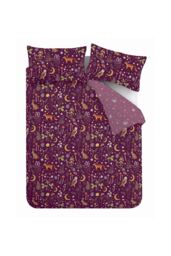 Catherine Lansfield 'Enchanted Twilight Animals' Reversible Duvet Cover Set in Plum - Size: Double - thumbnail 6