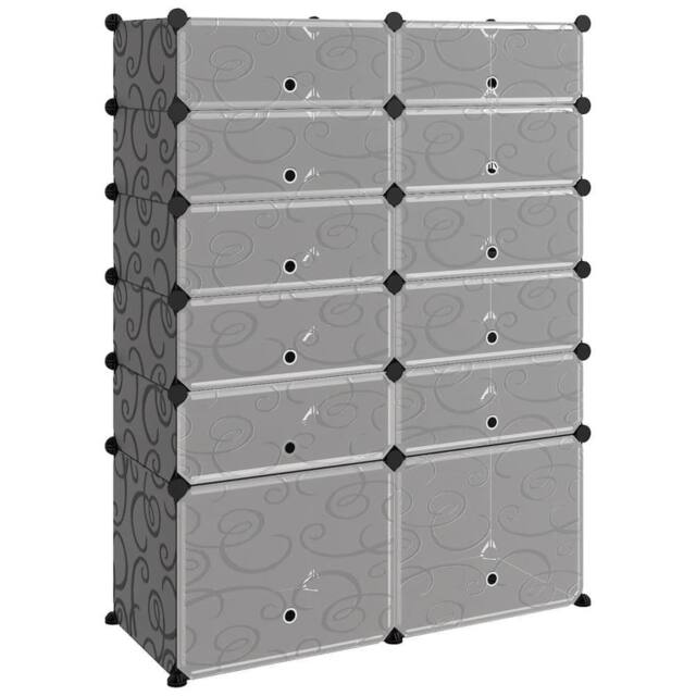 Berkfield Home Shoe Rack Black 94x37x125 cm PP in Grey - Size: 94 x 37 x 125 cm - image 1