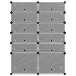 Berkfield Home Shoe Rack Black 94x37x125 cm PP in Grey - Size: 94 x 37 x 125 cm - thumbnail 3