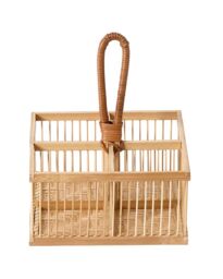 Dibor Traditional Style Bamboo Indoor Storage Kitchen Cutlery Caddy Basket in Natural - Size: Medium - thumbnail 2
