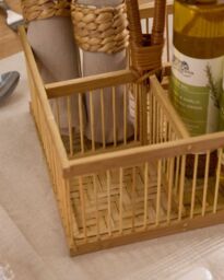 Dibor Traditional Style Bamboo Indoor Storage Kitchen Cutlery Caddy Basket in Natural - Size: Medium - thumbnail 4