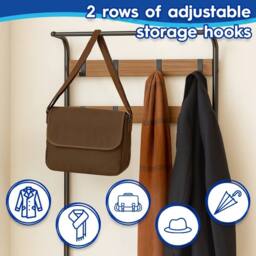 NESTLUNE Brown Steel Coat Rack with Shoe esign Hat Stand 9 Hooks - thumbnail 4