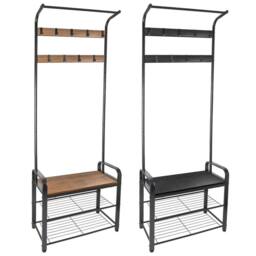 NESTLUNE Brown Steel Coat Rack with Shoe esign Hat Stand 9 Hooks