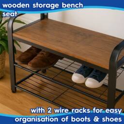 NESTLUNE Brown Steel Coat Rack with Shoe esign Hat Stand 9 Hooks - thumbnail 3