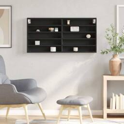 Berkfield Home Vitrine Cabinet Black 100x8.5x50 cm Engineered Wood - thumbnail 3