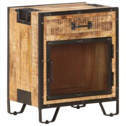 Berkfield Home Bedside Cabinet 43x30x51 cm Solid Rough Mango Wood in Brown - Size: 43 x 30 x 51 cm - thumbnail 2