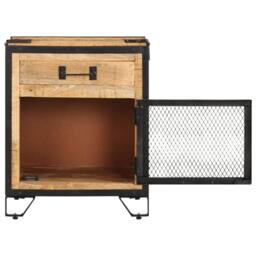 Berkfield Home Bedside Cabinet 43x30x51 cm Solid Rough Mango Wood in Brown - Size: 43 x 30 x 51 cm - thumbnail 4
