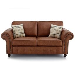 Furnishings For Less UK Oakland 2 Seater Large Chesterfield Style Leatherair Tan