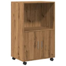 Berkfield Home Rolling¬†Cabinet Artisian Oak 55x40x91 cm Engineered Wood in Brown - Size: 55 x 40 x 91 cm - thumbnail 1
