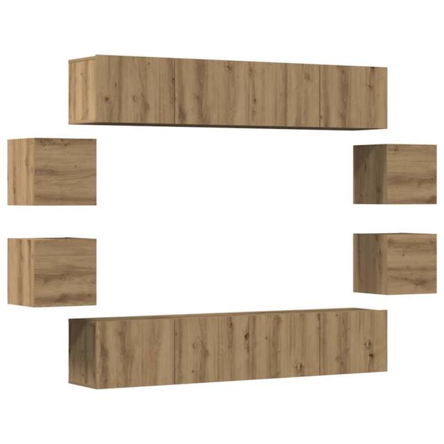 Berkfield Home Wall Mounted TV cabinets 8 pcs Artisan Oak Engineered Wood in Brown - image 1