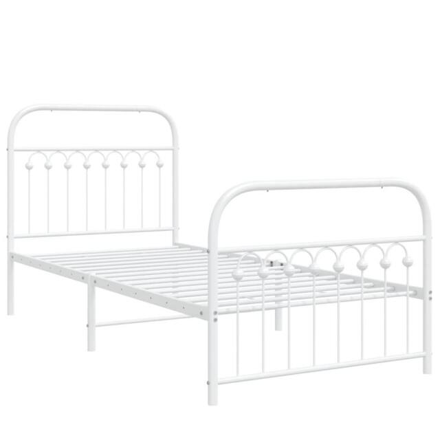 Berkfield Home Metal Bed Frame without Mattress with Footboard White 90x200cm - Size: 90x200 cm - image 1