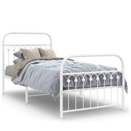Berkfield Home Metal Bed Frame without Mattress with Footboard White 90x200cm - Size: 90x200 cm - thumbnail 3