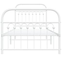 Berkfield Home Metal Bed Frame without Mattress with Footboard White 90x200cm - Size: 90x200 cm - thumbnail 4