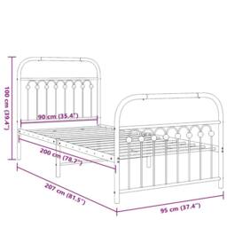 Berkfield Home Metal Bed Frame without Mattress with Footboard White 90x200cm - Size: 90x200 cm - thumbnail 8