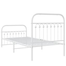 Berkfield Home Metal Bed Frame without Mattress with Footboard White 90x200cm - Size: 90x200 cm - thumbnail 6