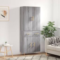 Berkfield Home Highboard Grey Sonoma 69.5x34x180 cm Engineered Wood - thumbnail 1