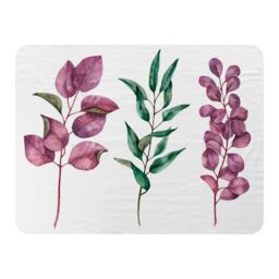 Benjamin Tate Design Purple & Green Leaves Blanket in Natural - Size: 120 cm x 150 cm - thumbnail 1