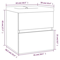 Berkfield Home Sink Cabinet with Built-in Basin Grey Sonoma Engineered Wood in Brown - thumbnail 6