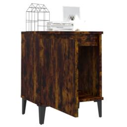 Berkfield Home Sturdy Bed Cabinet with Metal Legs Smoked Oak 40x30x50 cm in Brown - Size: 40 x 30 x 50 cm - thumbnail 4