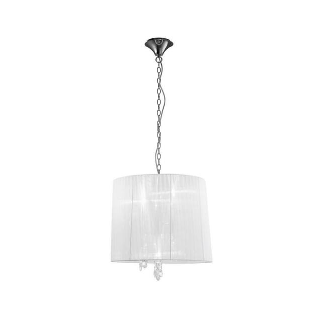 Netlighting Tiffany Pendant 3+3 Light E14+G9 Chrome White Shade & Crystal in Grey - image 1