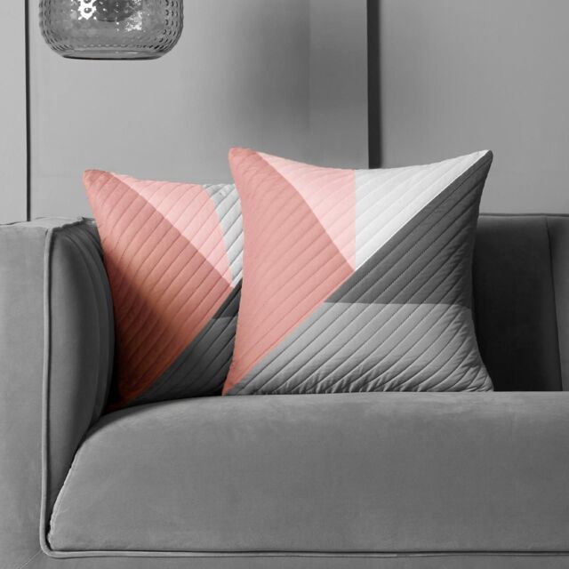 OHS 2 Pack Geometric Pinsonic Cushion Covers - 45 x 45cm in Pink - Size: 45 cm x 45 cm