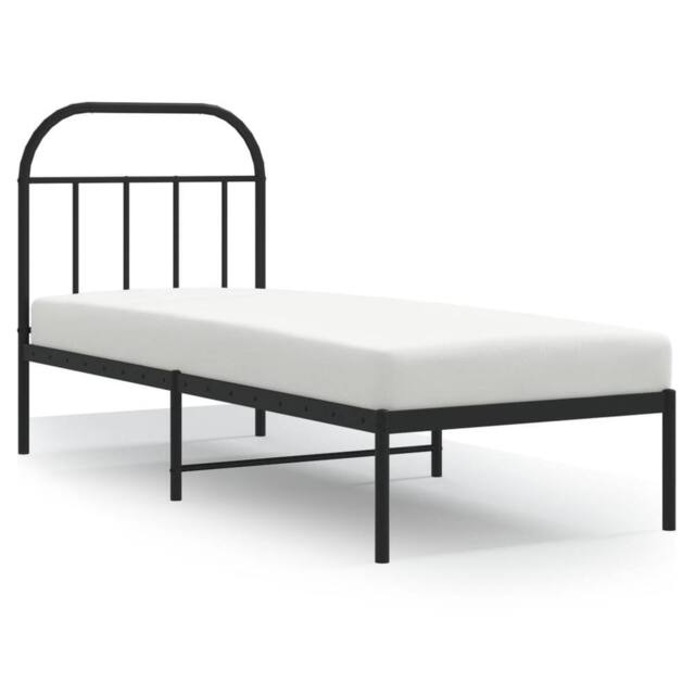 Berkfield Home Metal Bed Frame with Headboard Black 75x190 cm Small Single - image 1