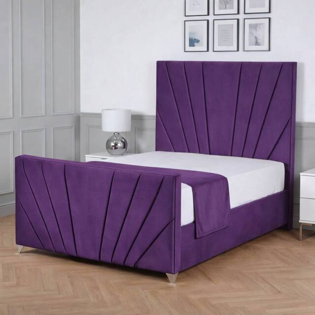 Living Comfort Bedz Lumina Upholstered Gas Lift Storage Bed with 48 Inch Headboard in Purple - Size: Double - image 1