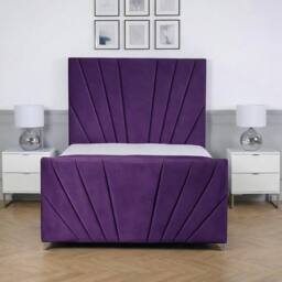 Living Comfort Bedz Lumina Upholstered Gas Lift Storage Bed with 48 Inch Headboard in Purple - Size: Double - thumbnail 2